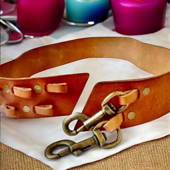 Linea Pelle Brown Leather Belt Snaps Vintage main image 8